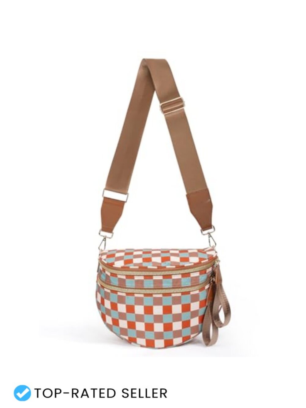Checkered Crossbody Bag Nylon Bum Bag Spacious Handbag Fanny Pack